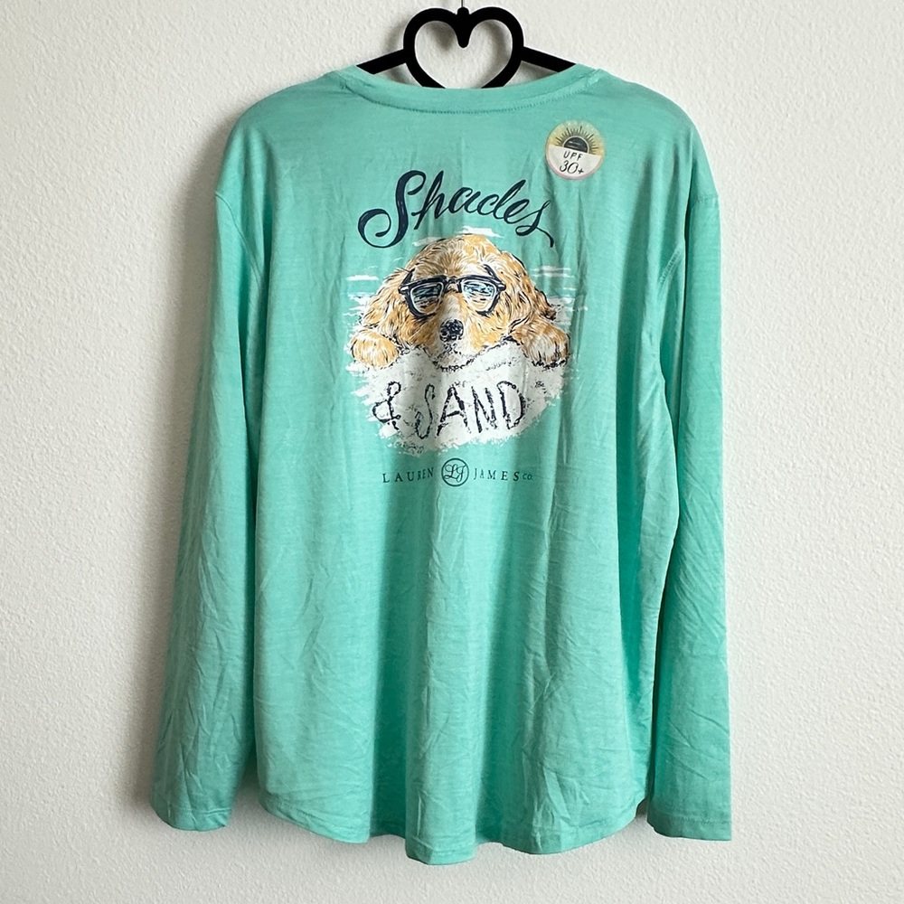 Lauren James Teal Graphic Long Sleeve Sun Guard Shirt Size L